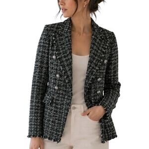 Rachel Zoe Blazer Jacket Green and Black Plaid Tweed Size Medium